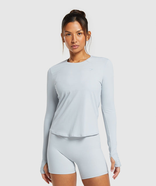 Gymshark Elevate Long Sleeve Ruched Top - Fresh Blue