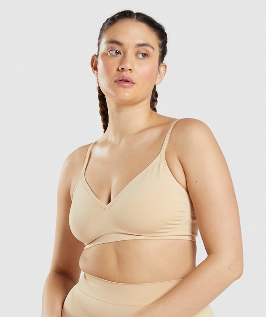 Gymshark Seamless Low Neck Bralette - Fawn Light Brown