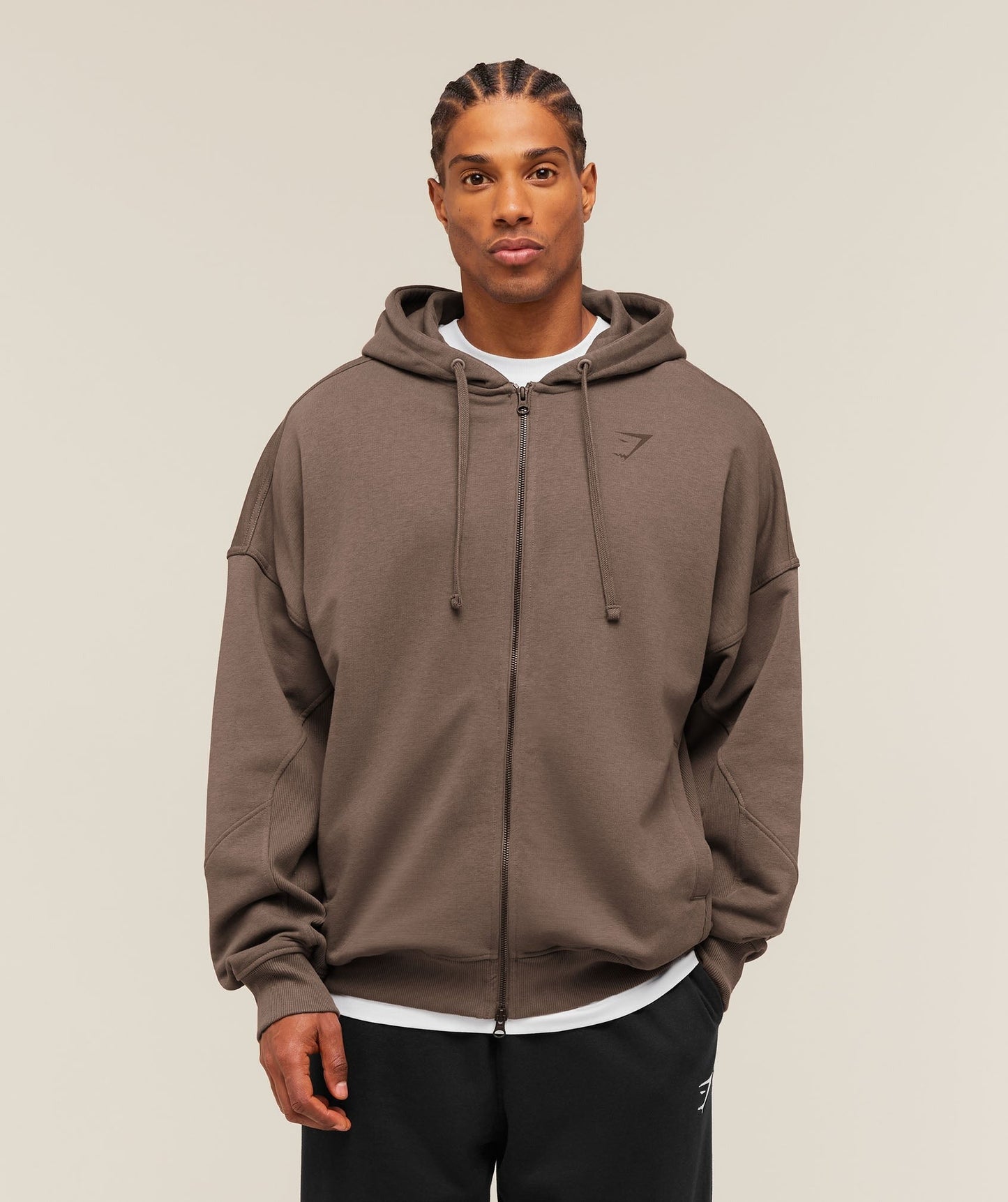 Gymshark Power Zip Up Hoodie - Soft Brown