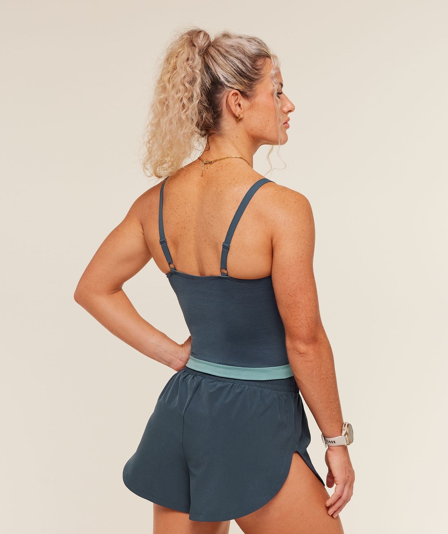 Gymshark Interval Seamless Midi Tank - Stealth Blue/Storm Blue