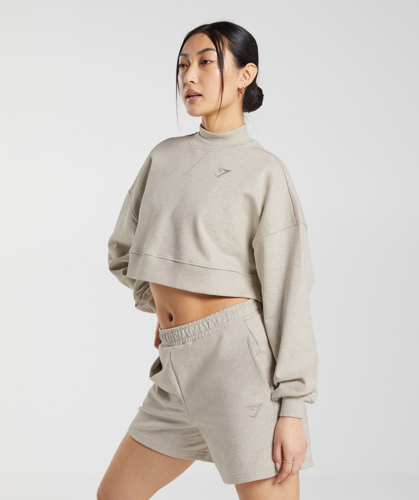 Gymshark Rest Day Sweats Cropped Pullover - Sand Marl