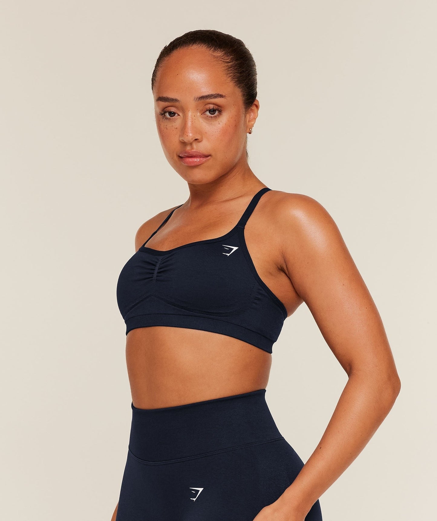 Gymshark Lift Seamless Sports Bra - Midnight Blue/Black Marl