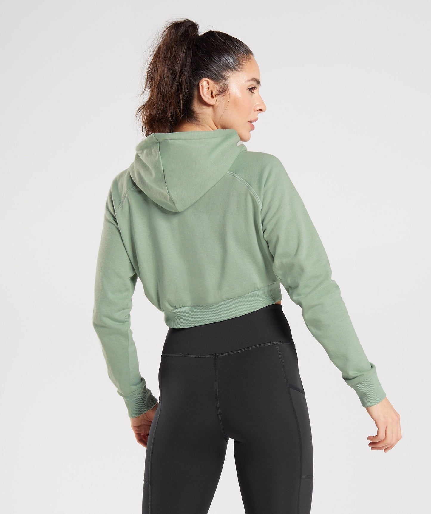 Gymshark Training Cropped Hoodie - Desert Sage Green