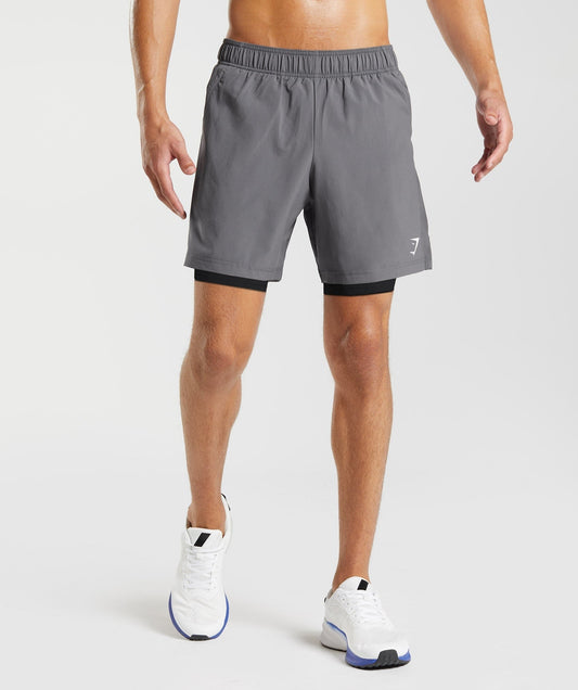 Gymshark Sport 7" 2 in 1 Short - Silhouette Grey/Black