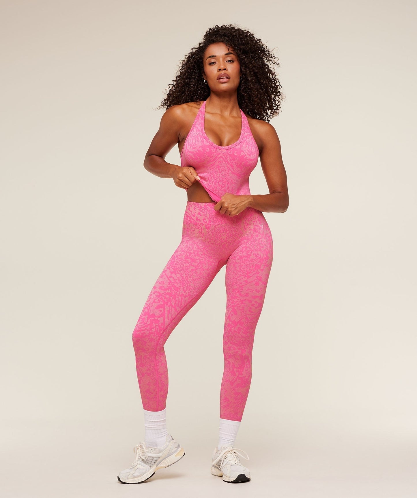 Gymshark Adapt Animal X Whitney Tank Top with Shelf - Electric Pink / Sorbet Yellow
