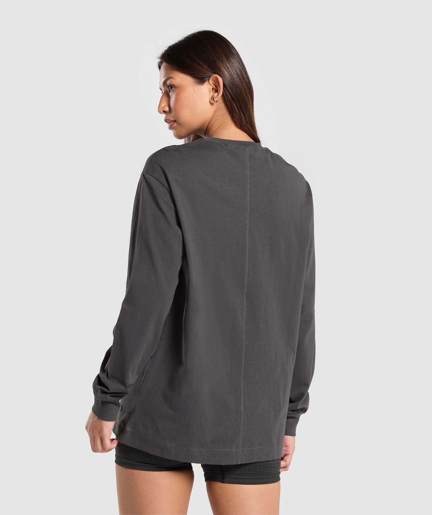 Gymshark Cotton Oversized Long Sleeve Top - Onyx Grey