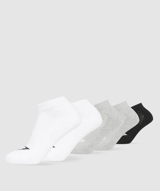 Gymshark Ankle Socks 5pk - White/Light Grey Core Marl/Black