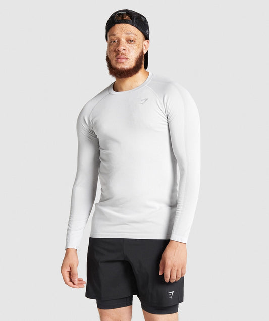 Gymshark Aspect Lightweight Seamless Long Sleeve T-shirt - Light Grey