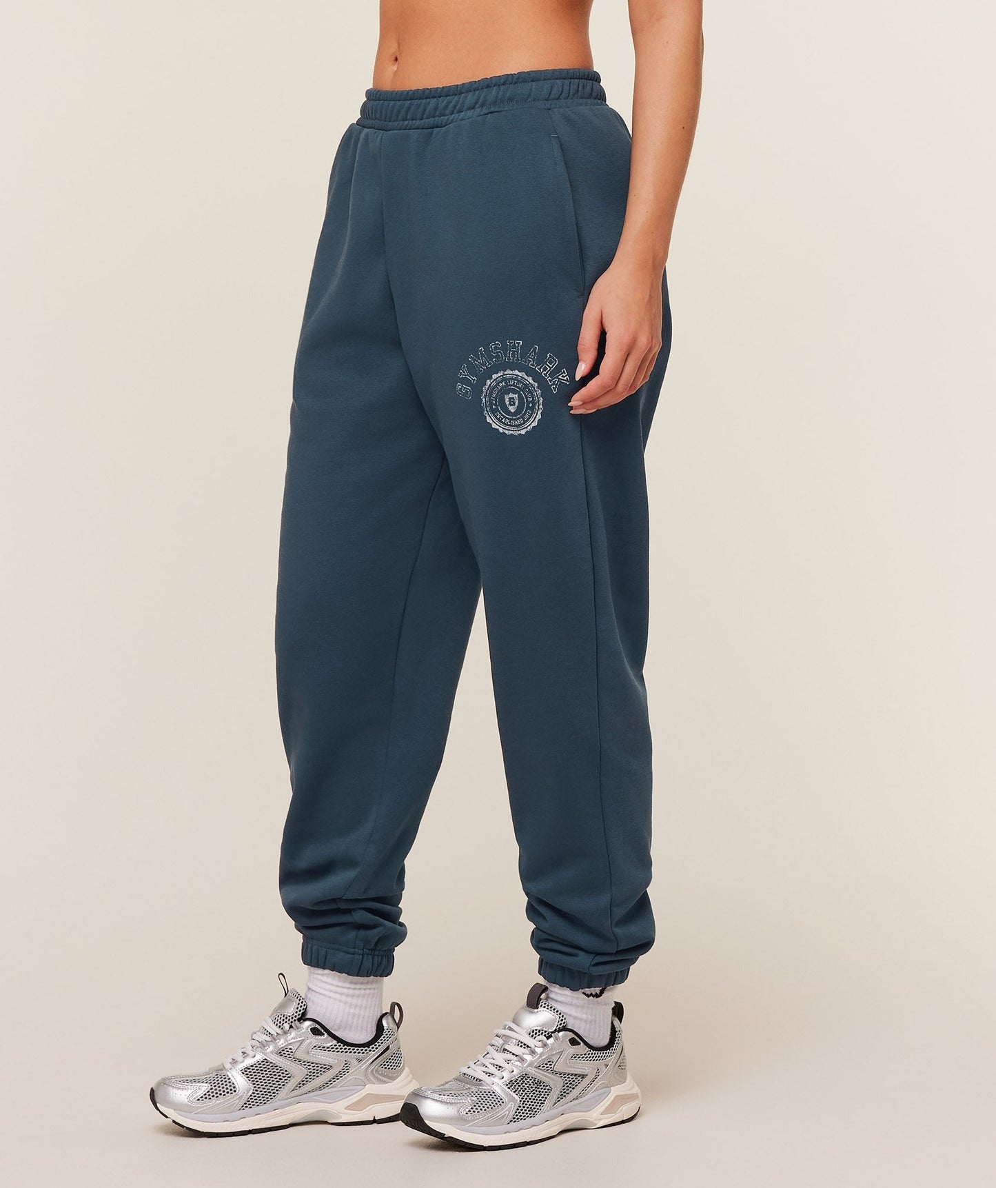 Gymshark Worn Crest Graphic Joggers - GS Stealth Blue