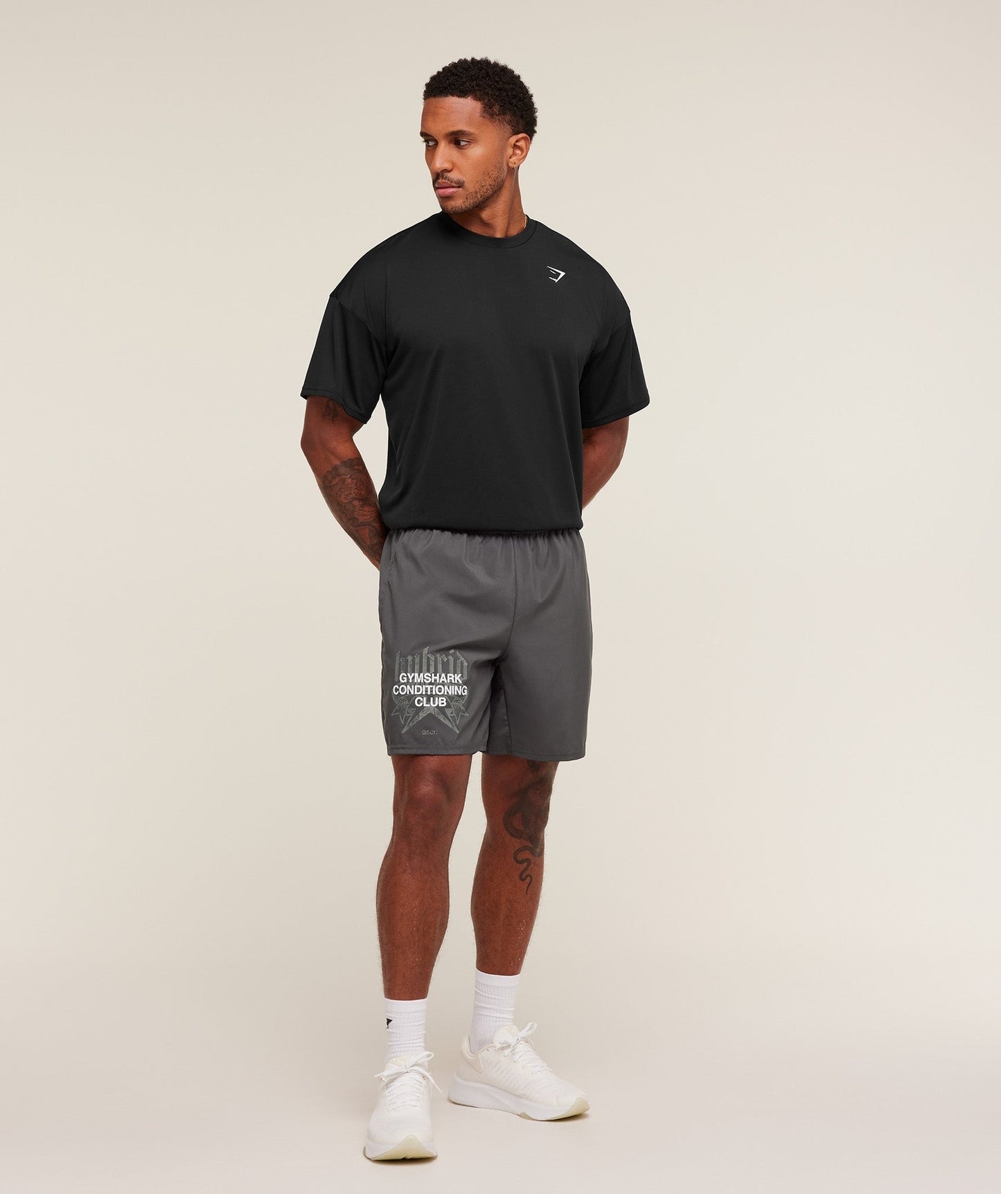 Gymshark Hybrid Graphic 7" Shorts - Grey