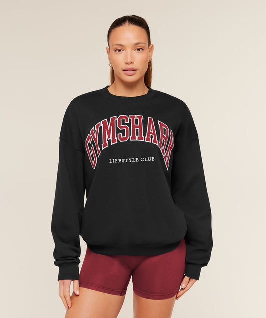 Gymshark Collegiate Graphic Crew Neck Pullover - Black