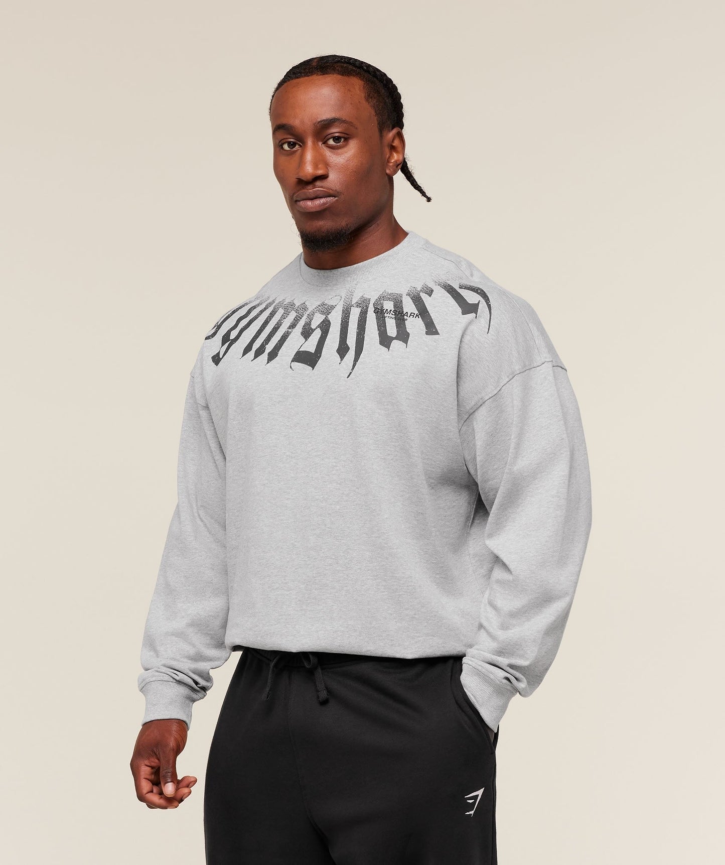 Gymshark Fade Graphic Long Sleeve T-Shirt - Light Grey Core Marl