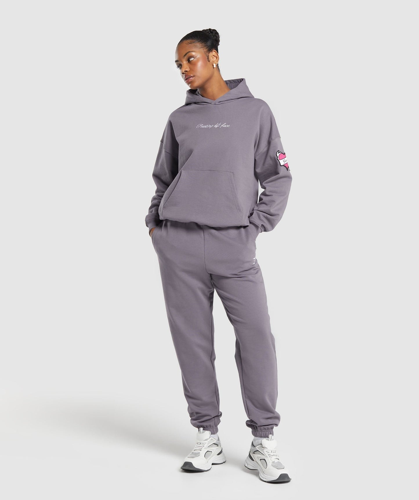 Gymshark Tattoo Oversized Hoodie - Fog Purple