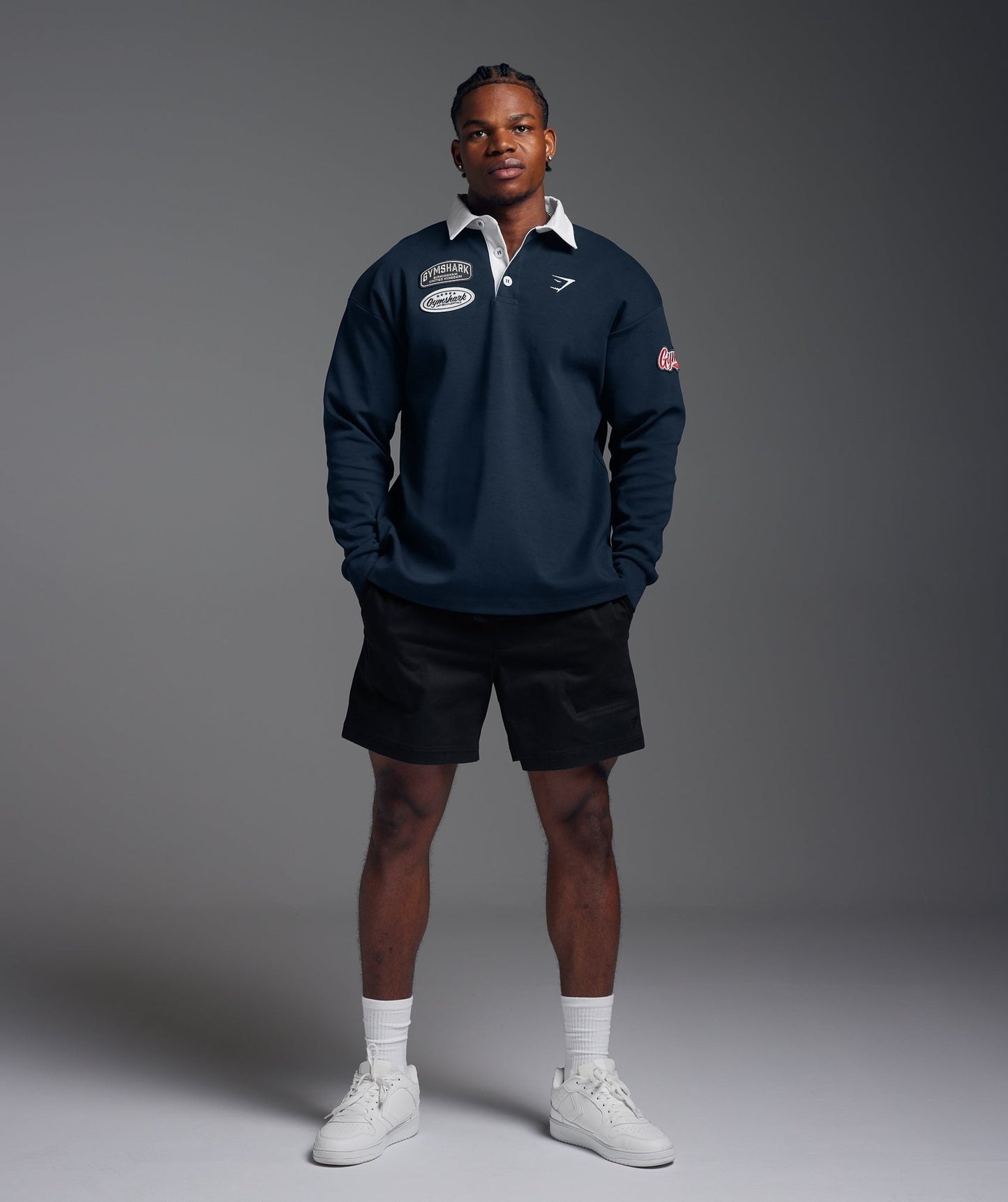 Gymshark Rugby Shirt - Navy/White