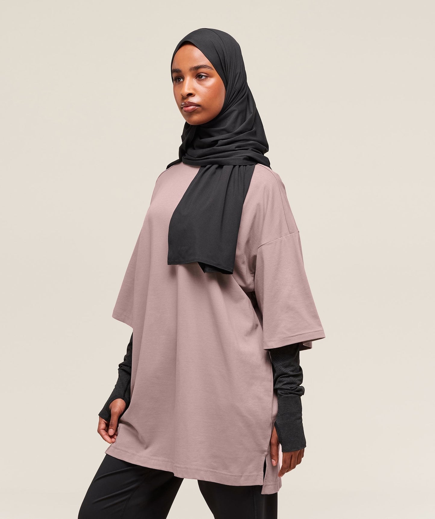 Gymshark Covered Longline Cotton T-Shirt - Washed Mauve