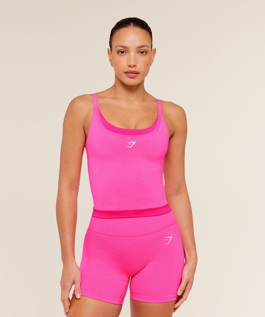Gymshark Interval Seamless Midi Tank - Electric Pink/Super-Set Pink