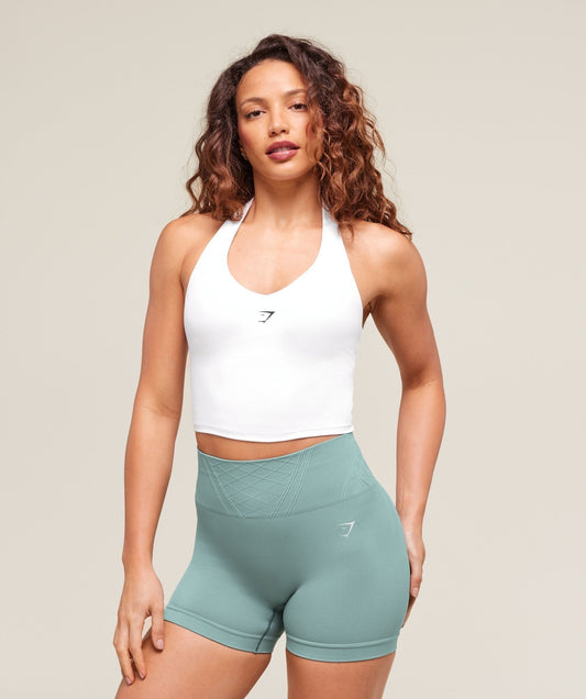 Gymshark Halter Neck Cami with Shelf - White