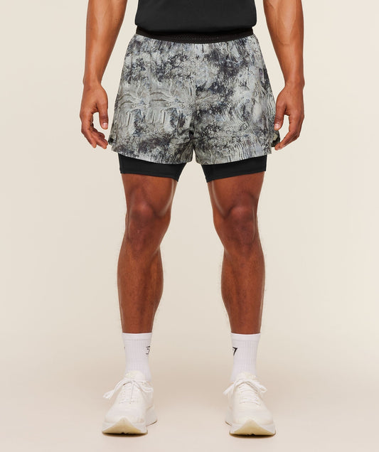 Gymshark Running 4" 2in1 Shorts - Dark Grey / Black