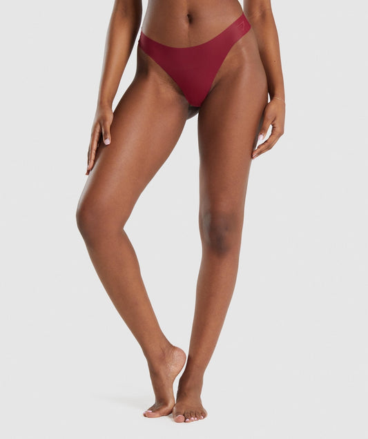 Gymshark No VPL Thong 3pk - Burgundy/Blue Print/Green
