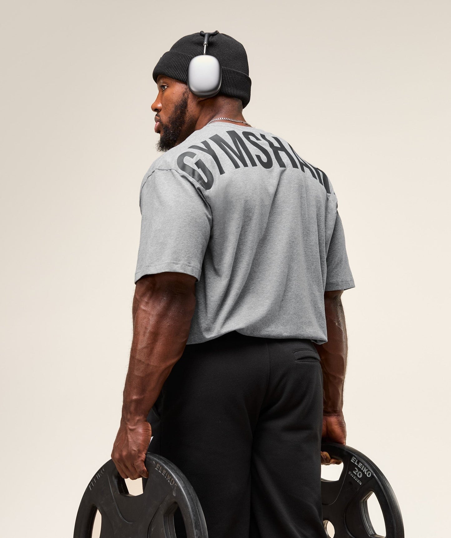 Gymshark Power T-Shirt - Charcoal Core Marl/Black