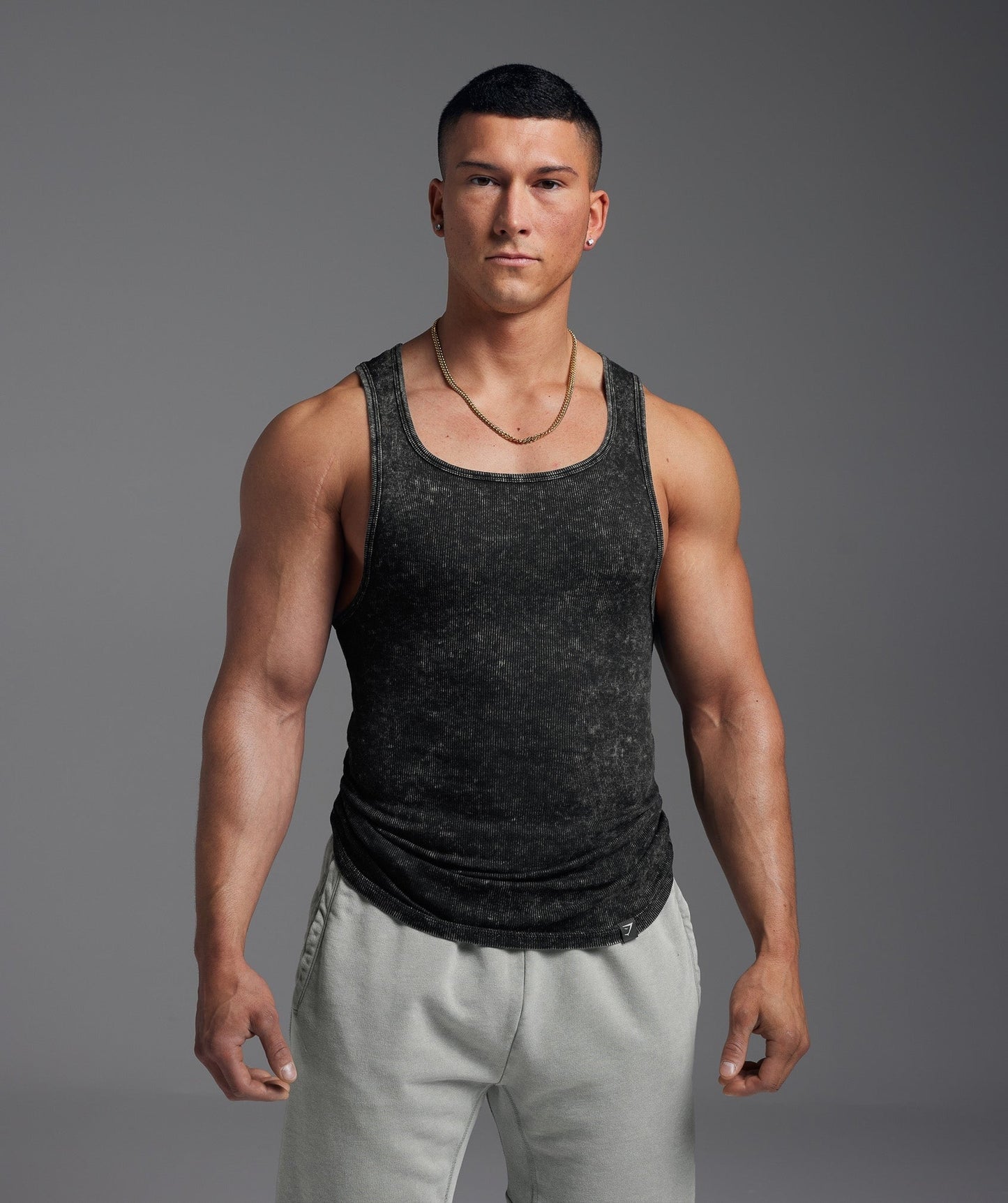 Gymshark Washed Ribbed Tank 1PK - Black/Gel Bleach Wash