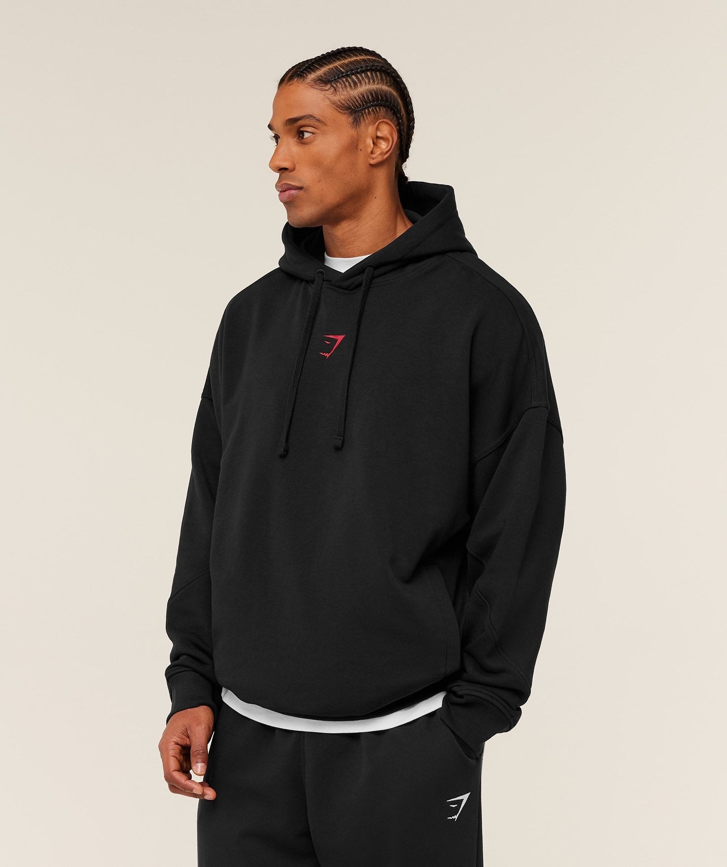 Gymshark Power Oversized Hoodie - Black/Conditioning Red