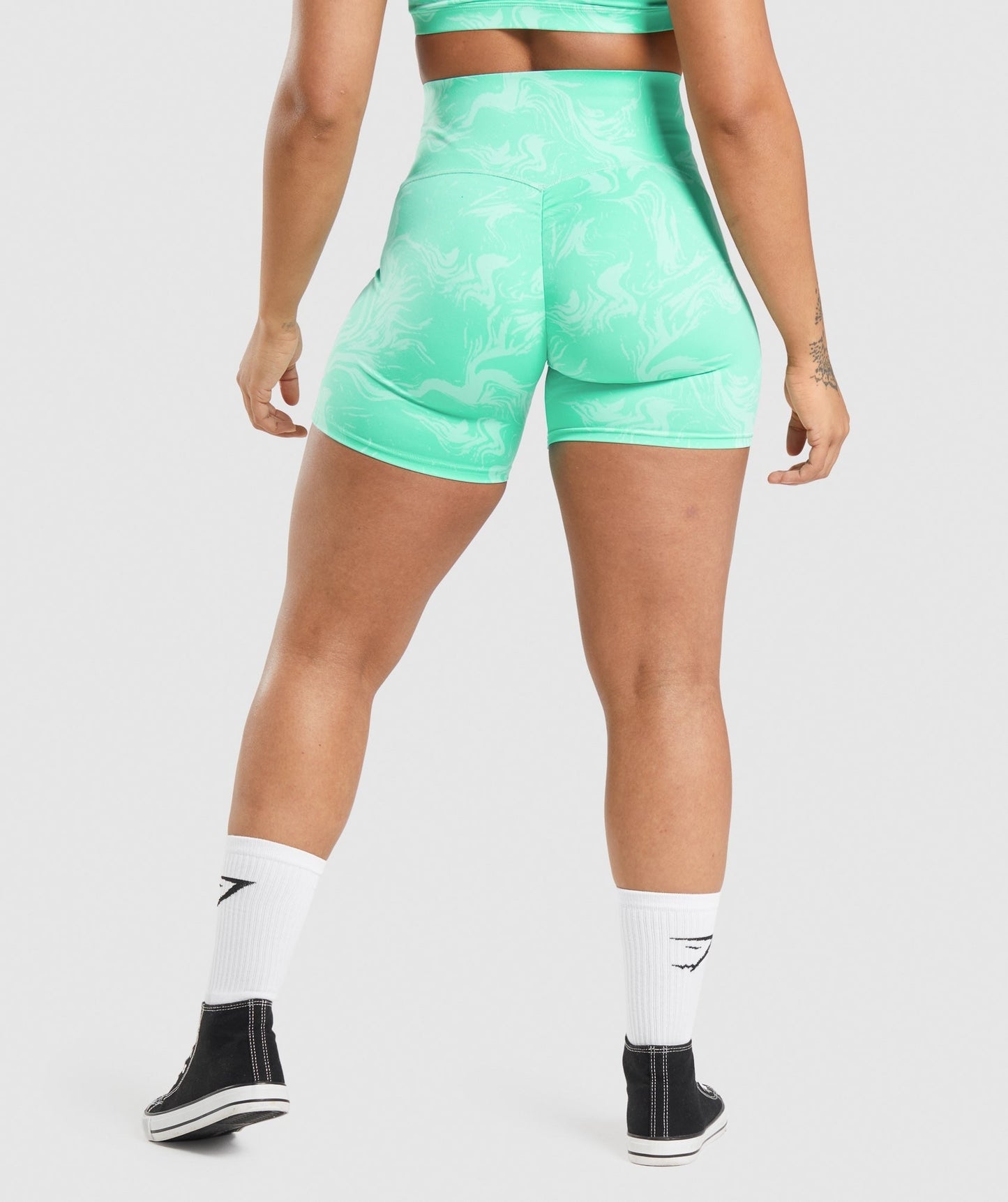 Gymshark GS Power High Rise Shorts - Bright Turquoise Print