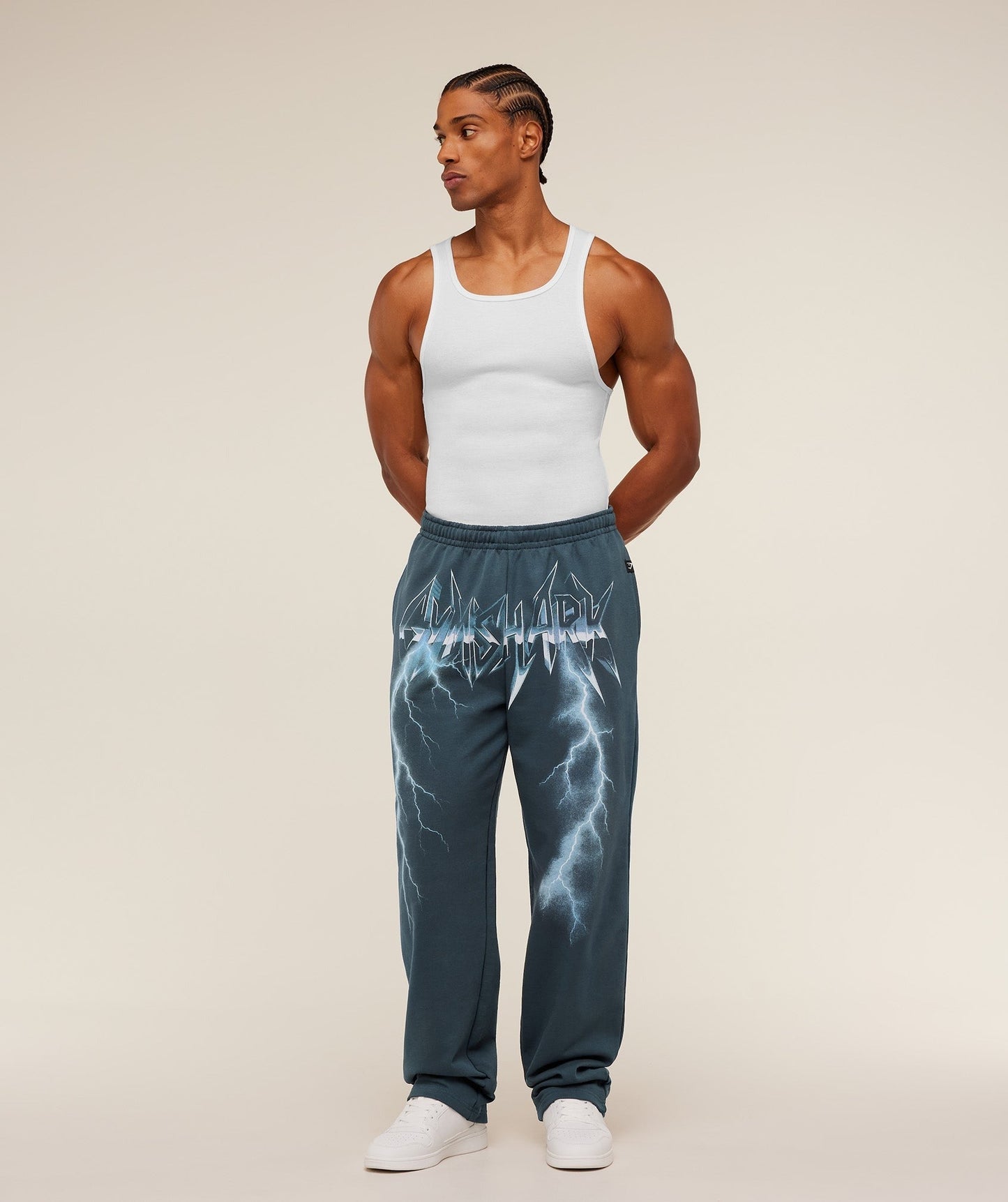 Gymshark Eagle Band Style Graphic Straight Leg Pants - GS Stealth Blue