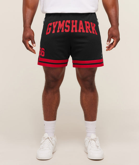 Gymshark Campus Mesh Shorts - Black/Conditioning Red
