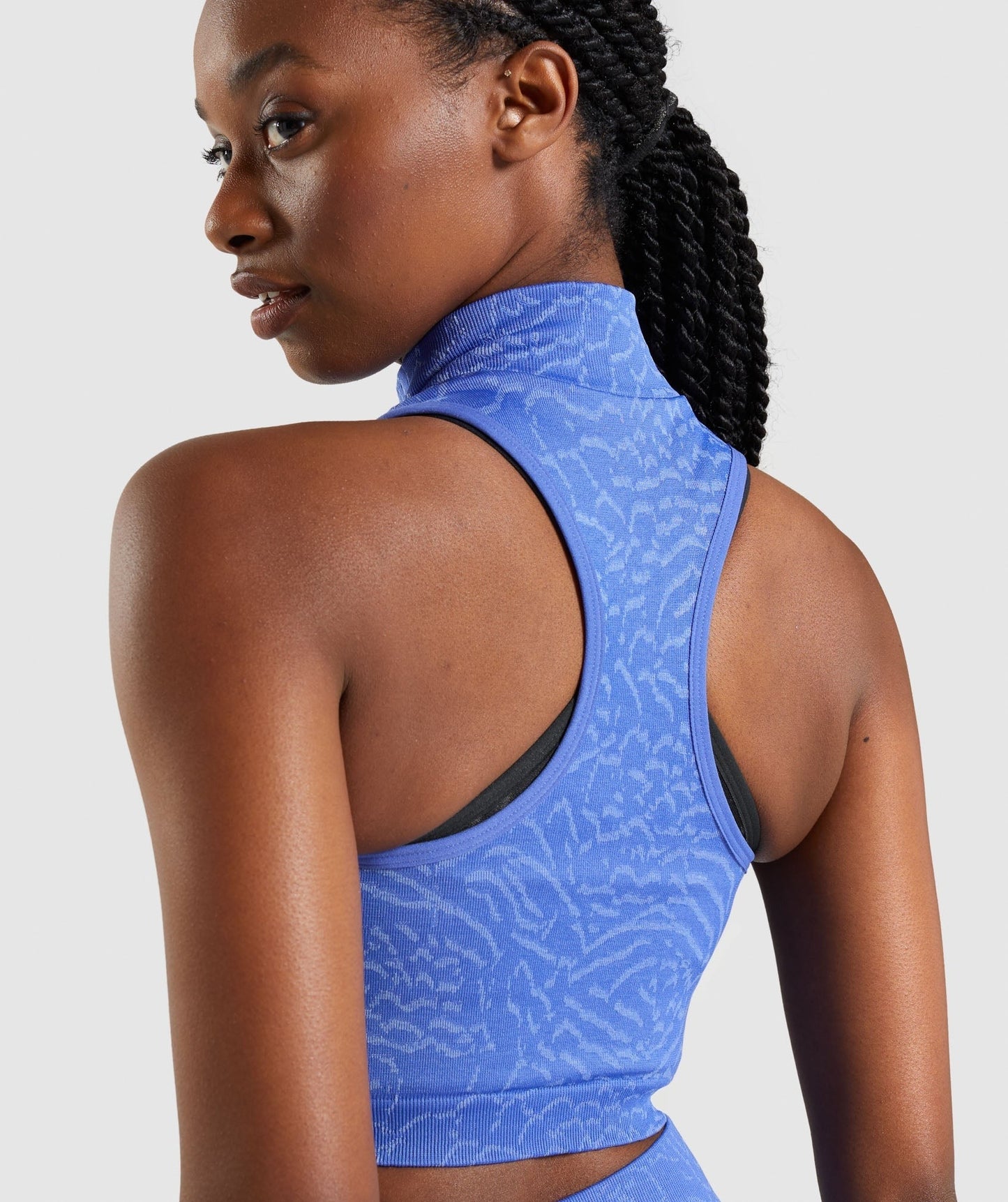 Gymshark Adapt Animal Seamless Crop 1/2 Zip - Court Blue