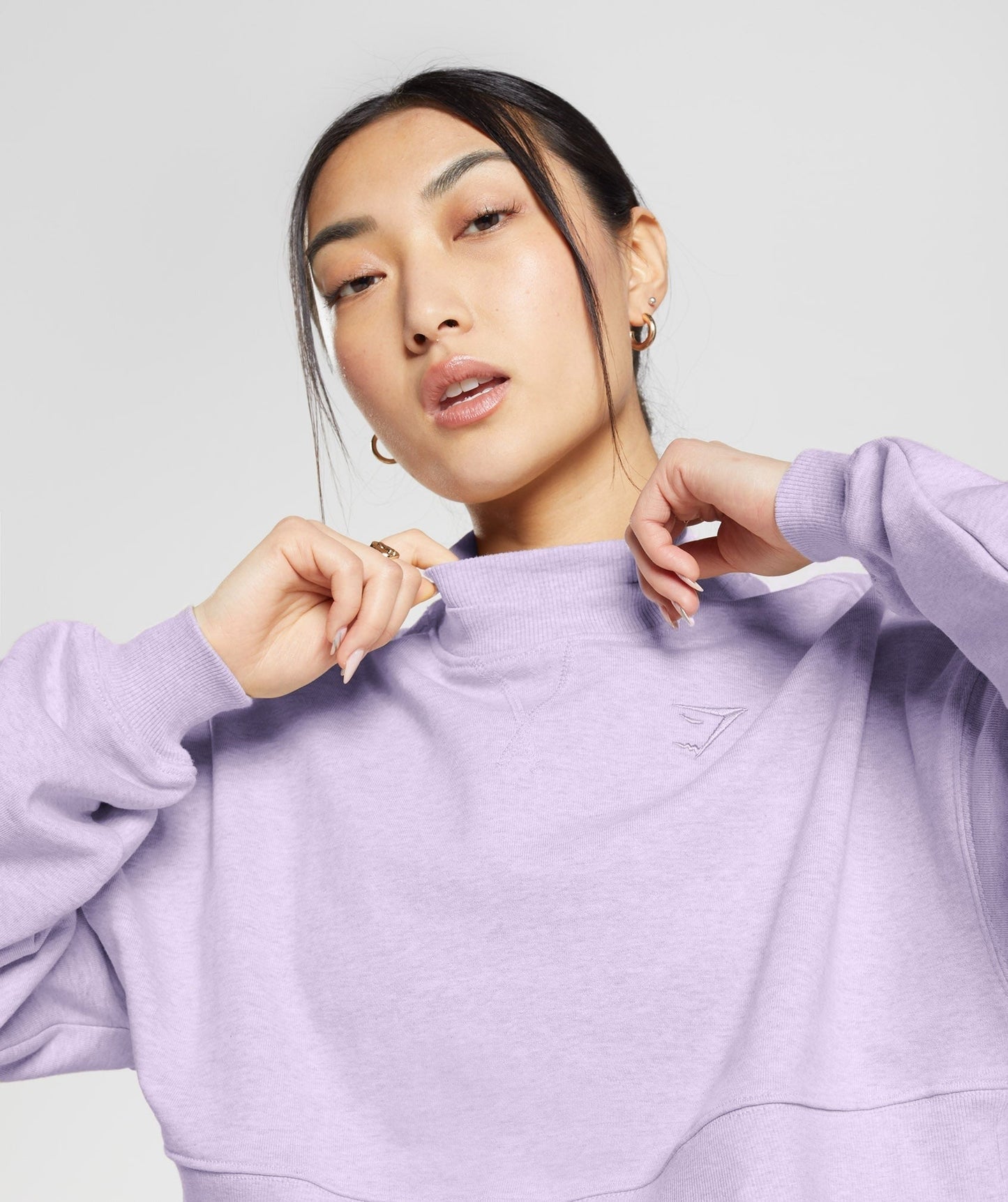 Gymshark Rest Day Sweats Cropped Pullover - Aura Lilac Marl