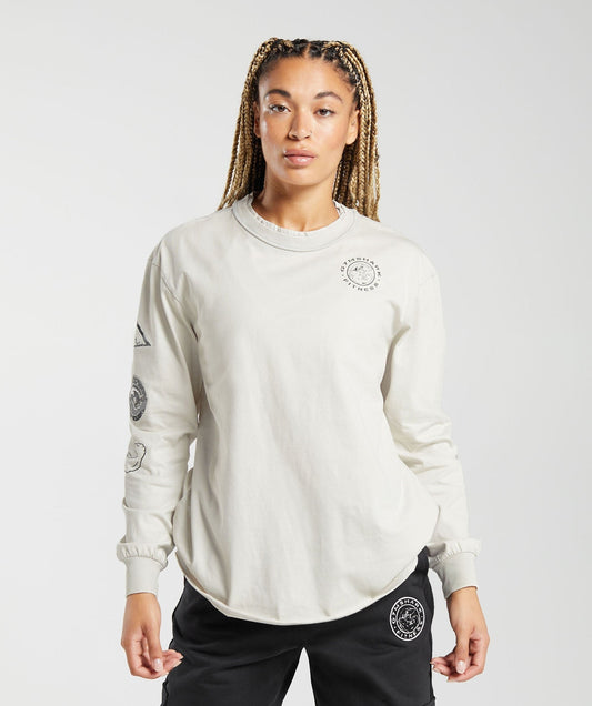 Gymshark Legacy Washed Long Sleeve Top - Metal Grey/Acid Wash