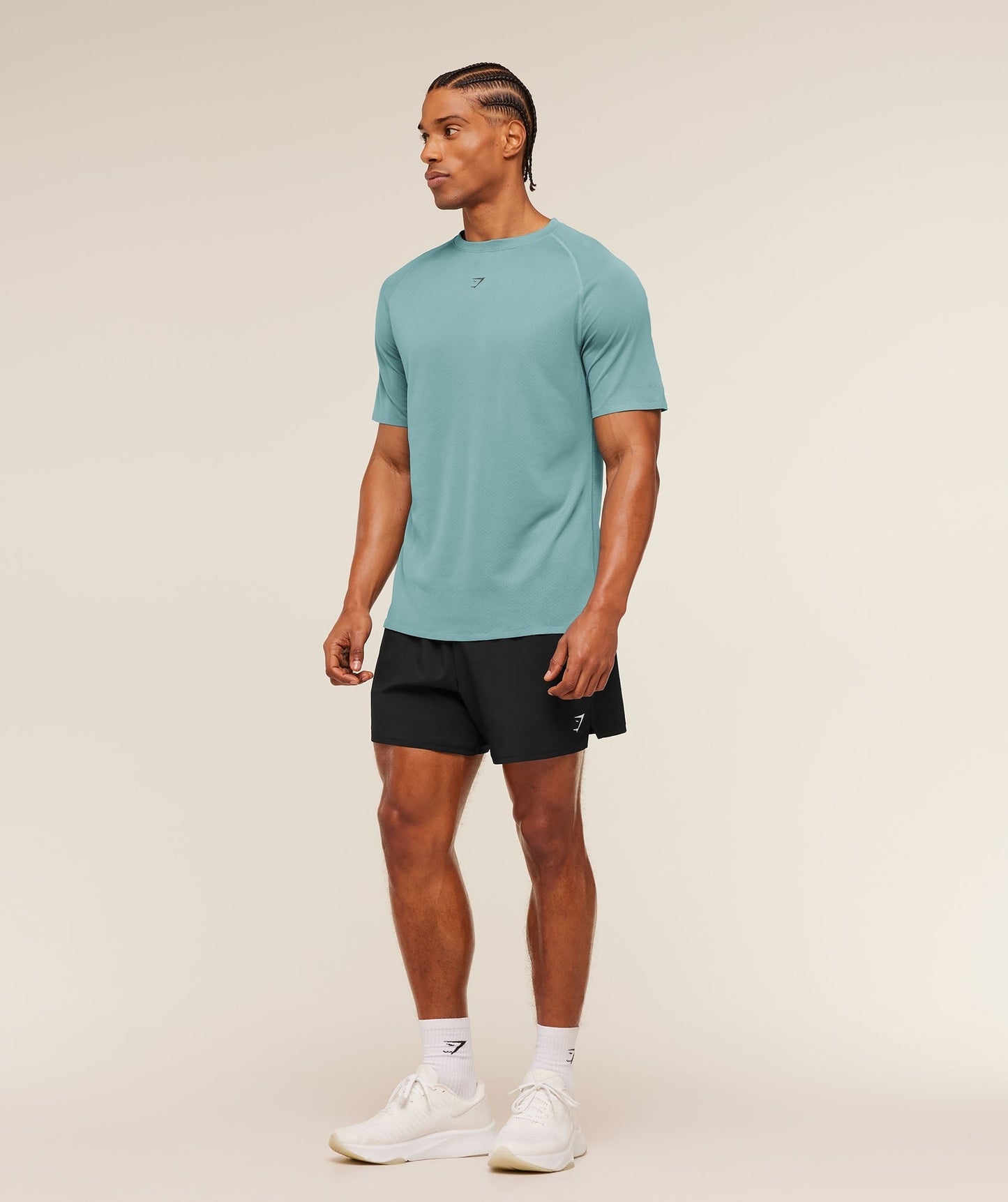 Gymshark Hybrid Engineered Jacquard T-Shirt - Storm Blue