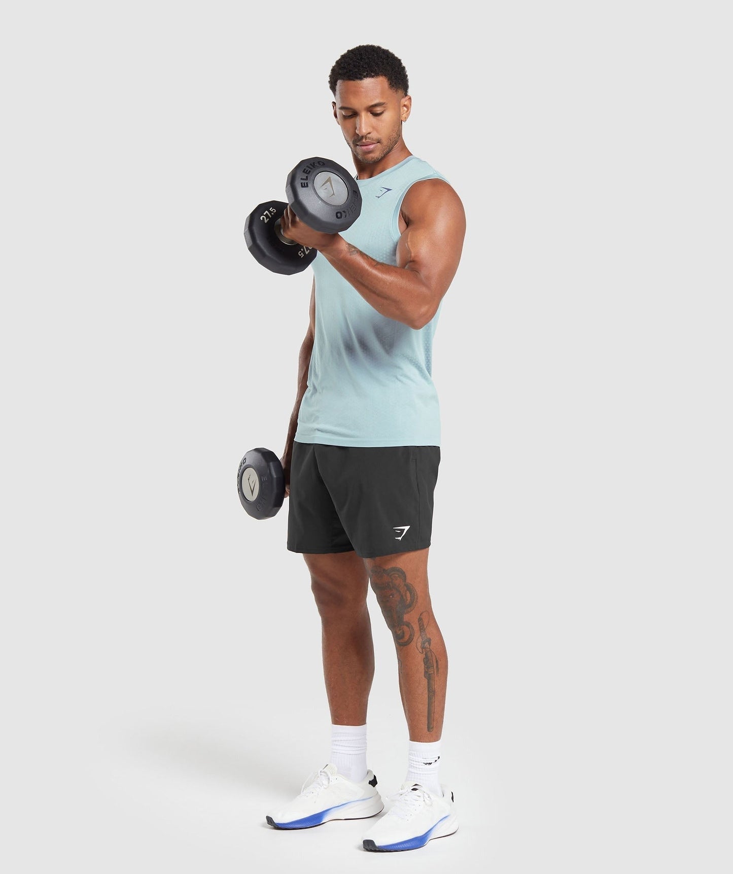 Gymshark Sport Seamless Tank - Salt Blue/White