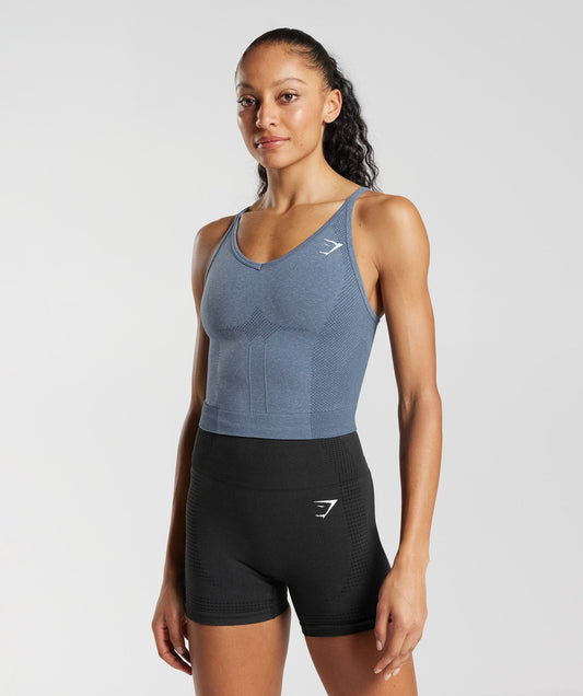 Gymshark Vital Midi Tank - Evening Blue Marl