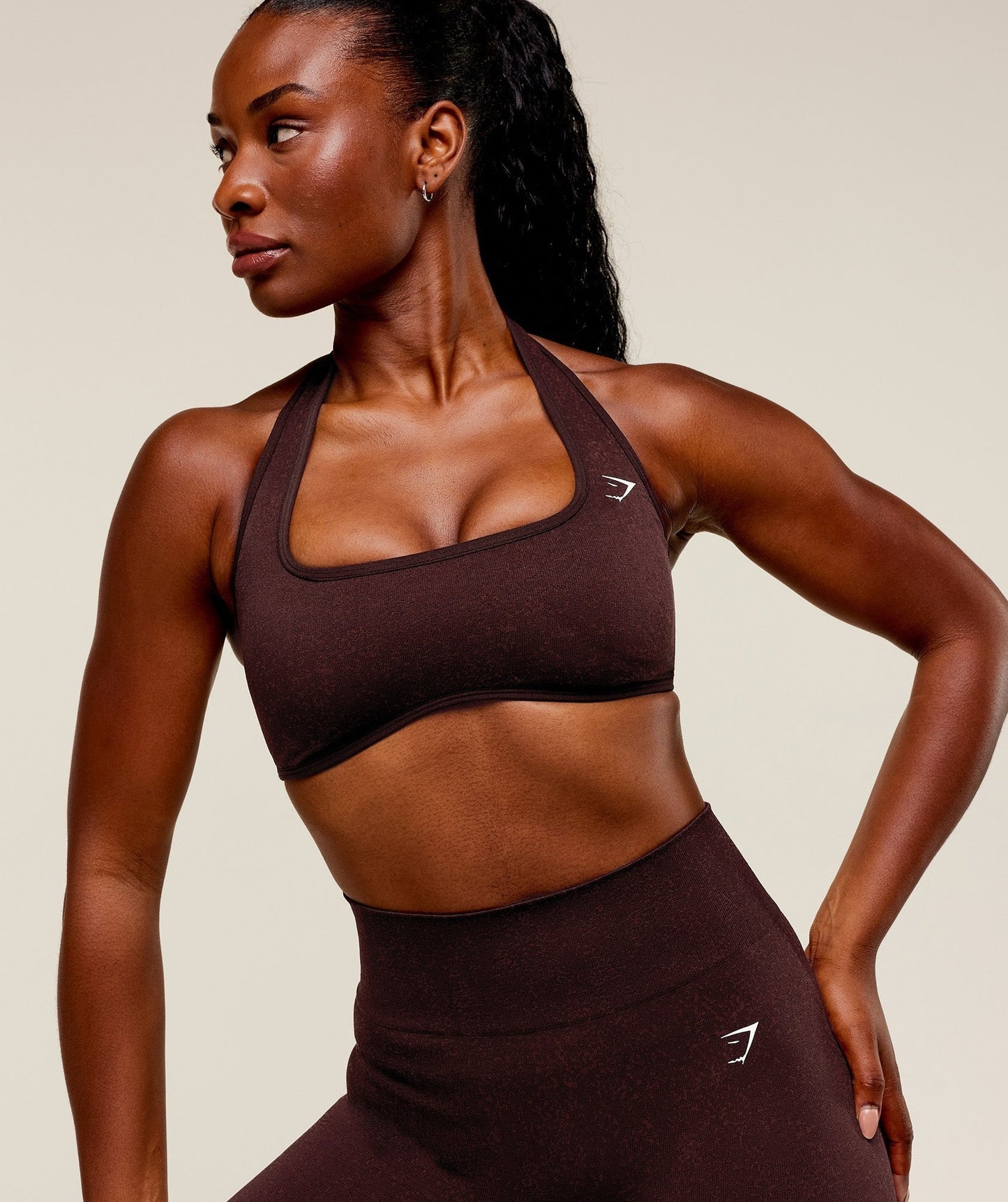 Gymshark Adapt Fleck x Whitney Halterneck Sports Bra - Cherry Purple/Rich Maroon