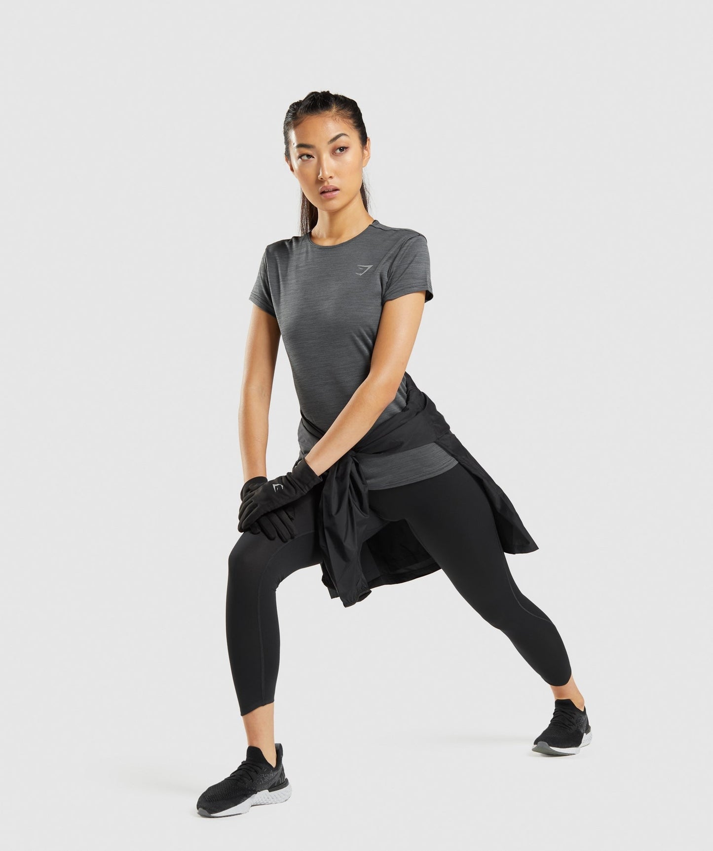 Gymshark Speed T-Shirt - Black/Charcoal Marl