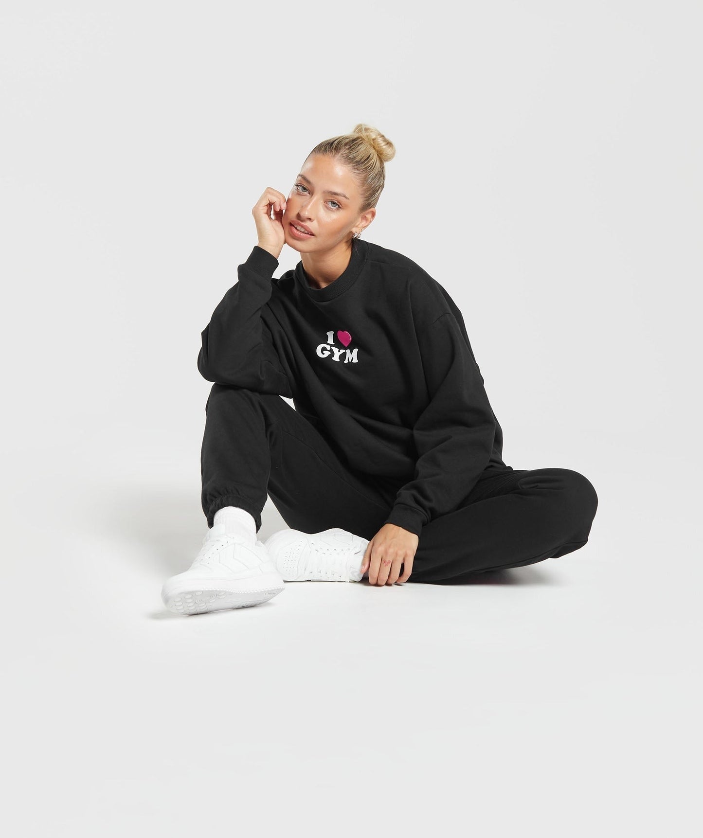 Gymshark I Heart Gym Oversized Sweatshirt - Black