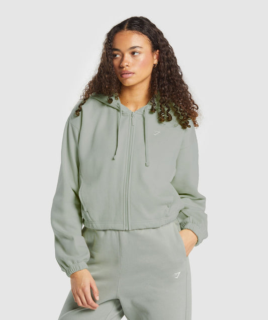 Gymshark Fleece Zip Hoodie - Stone Grey