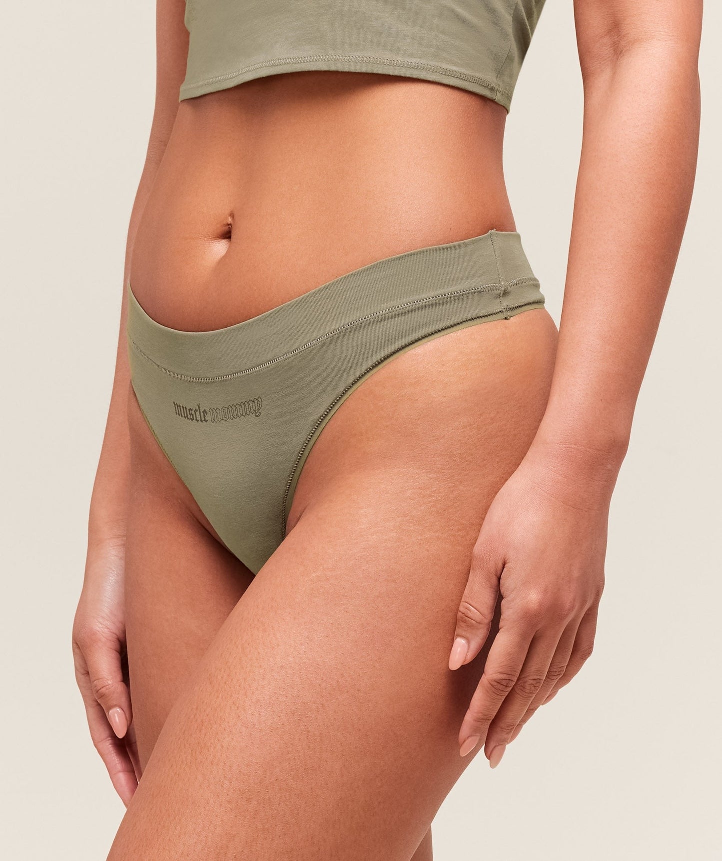 Gymshark Cotton Graphic Thong - Linen Brown