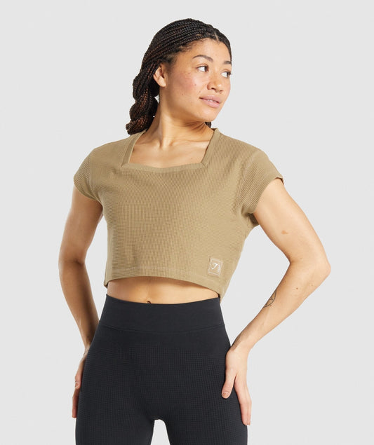 Gymshark Pause Crop Top - Light Brown