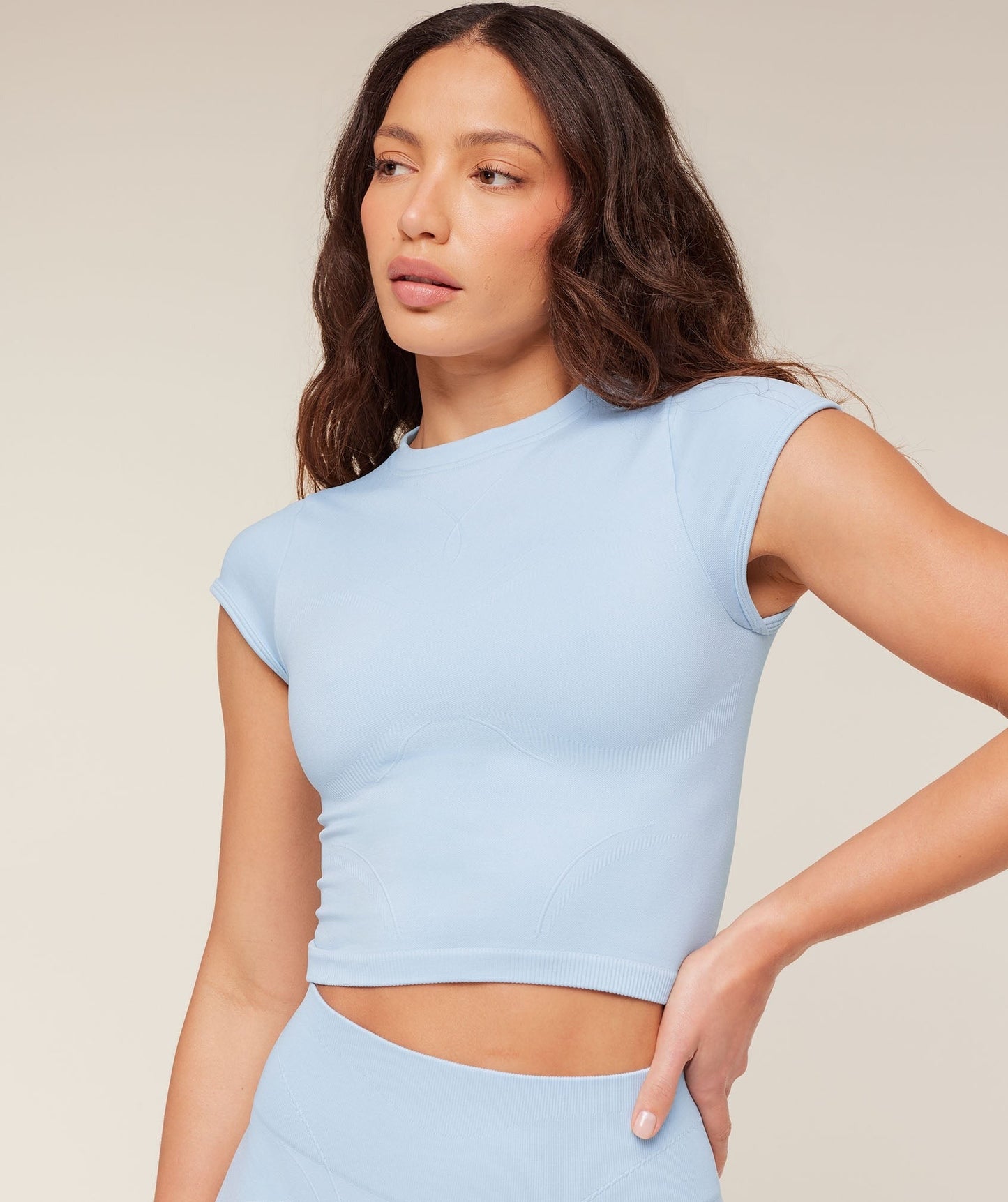 Gymshark Poise Crew Neck Short Sleeve Top - Chilled Blue