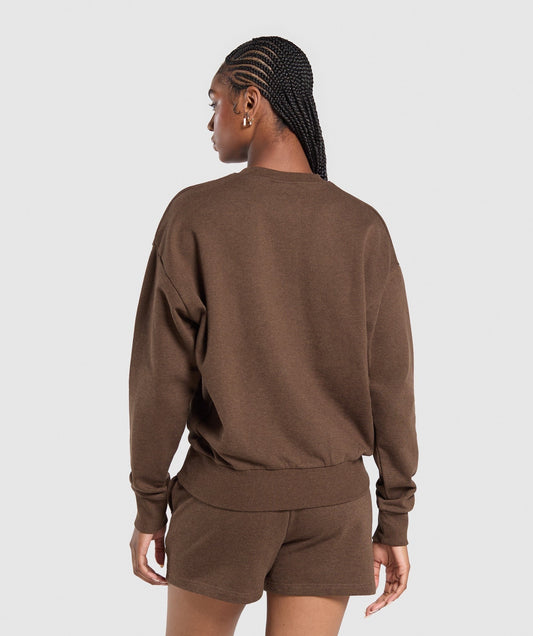 Gymshark Rest Day Sweats Oversized Crew - Brown Marl