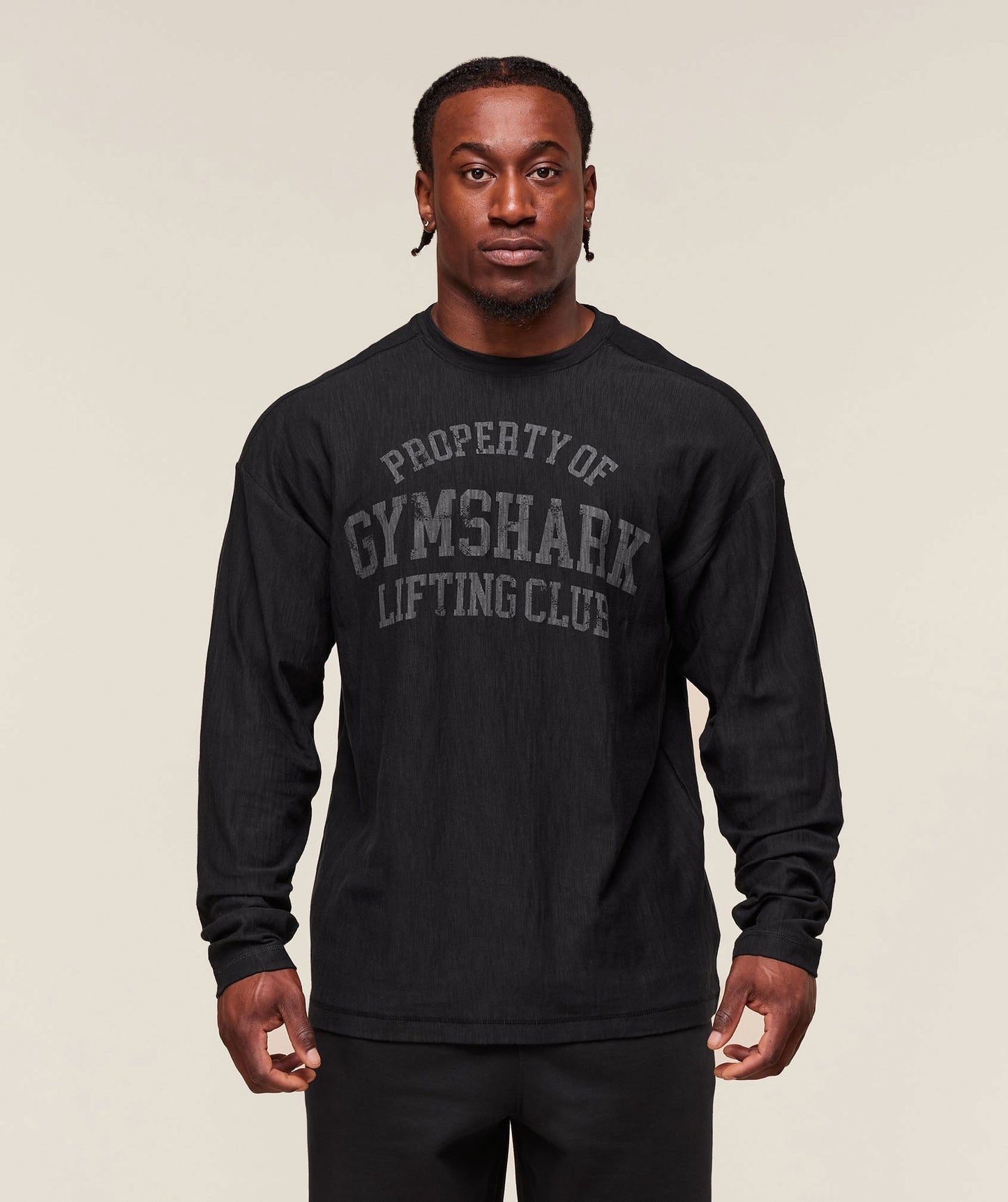 Gymshark Lightweight Slub Textured Lifting Authenticator OS LS T-shirt - Black
