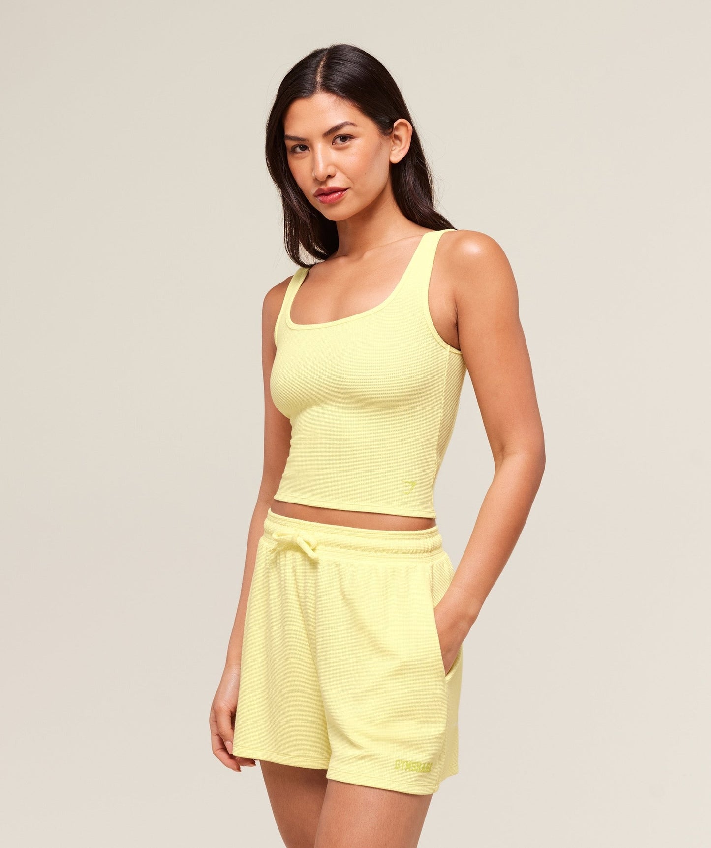 Gymshark Waffle Cropped Tank - Refresh Yellow