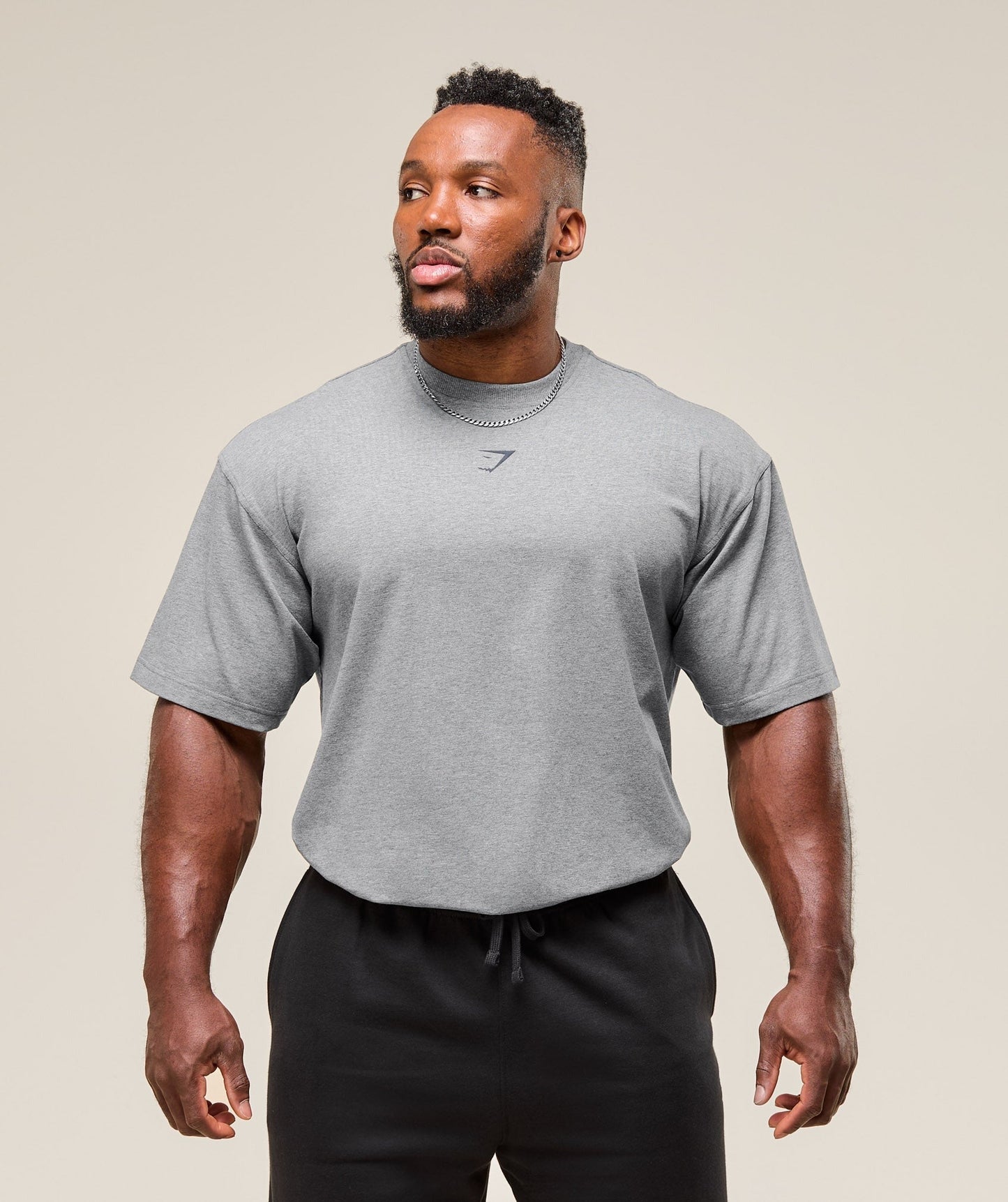 Gymshark Power T-Shirt - Charcoal Core Marl/Heavy Blue