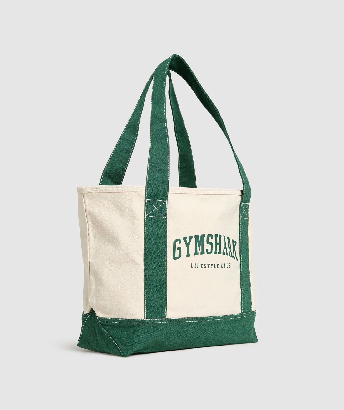 Gymshark Collegiate Oversized Tote - Oat White/Classic Green