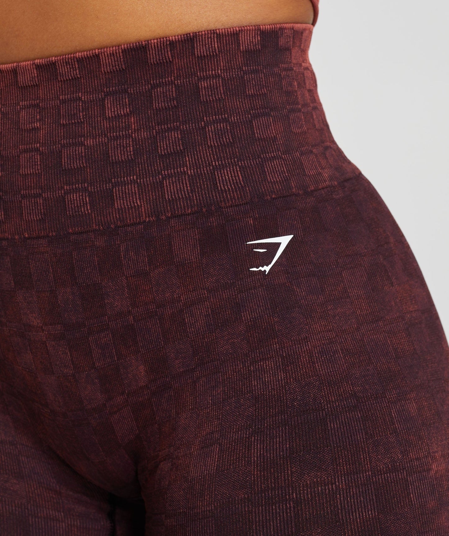 Gymshark Check Seamless Washed Shorts - Plum Brown