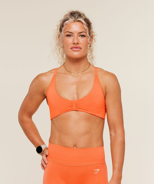 Gymshark Interval Seamless Light Support Sports Bra - Dayglow Peach