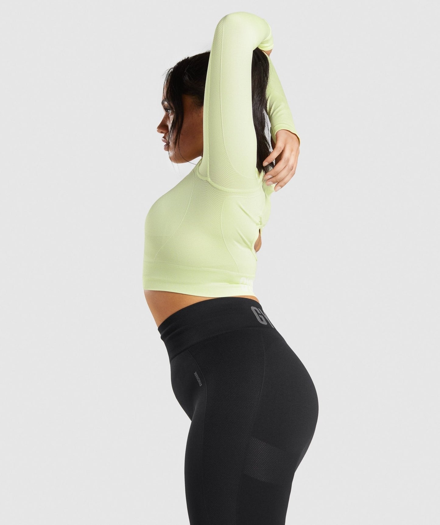 Gymshark Flex Sports Long Sleeve Crop Top - Light Green Marl